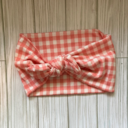 Pink Gingham Faux Bow